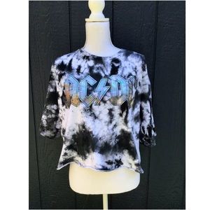 AC/DC Graphic Tye Dye Crop TShirt Size XL